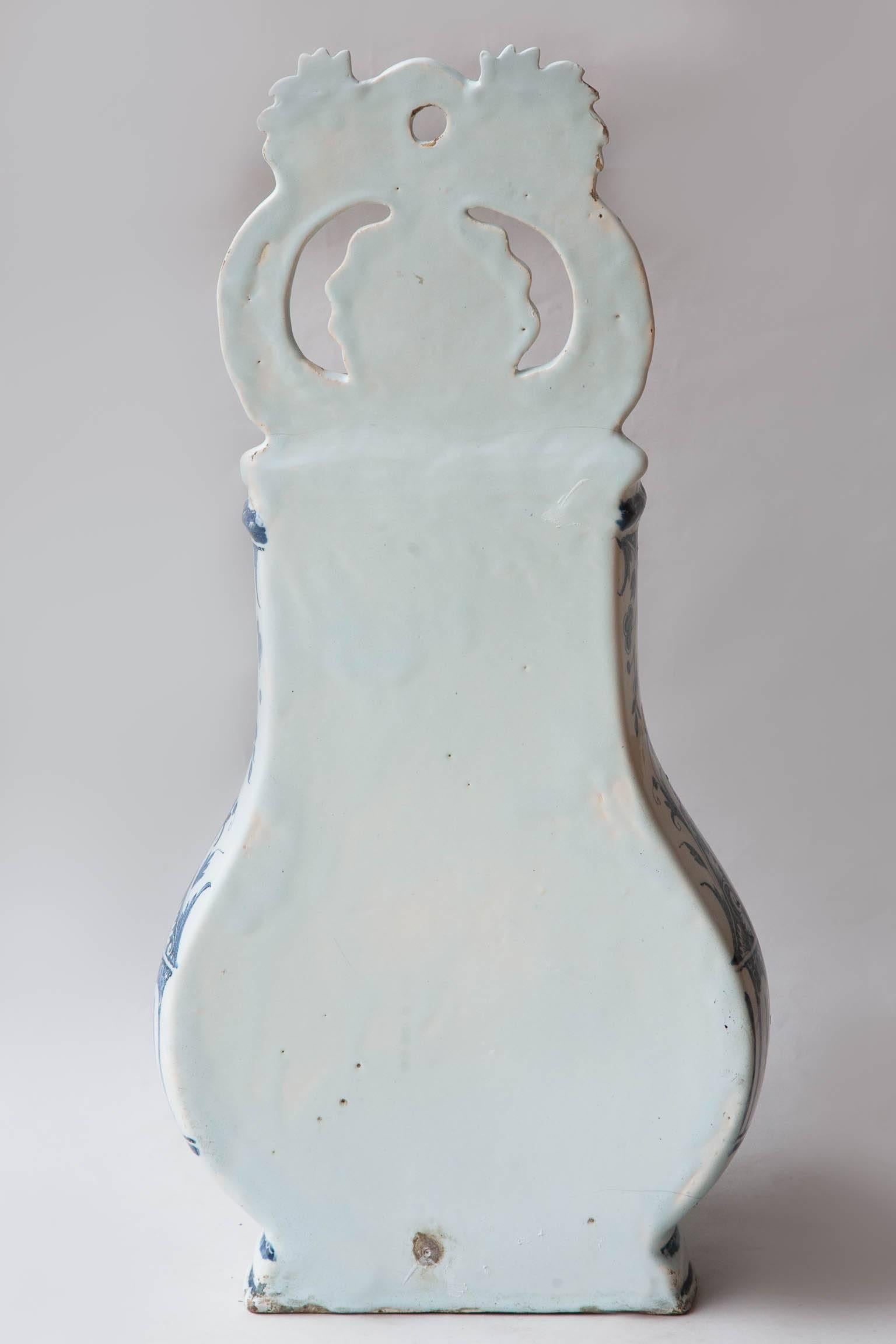18th Century Rouen Blue And White Faience Wall Fountain For Sale 5