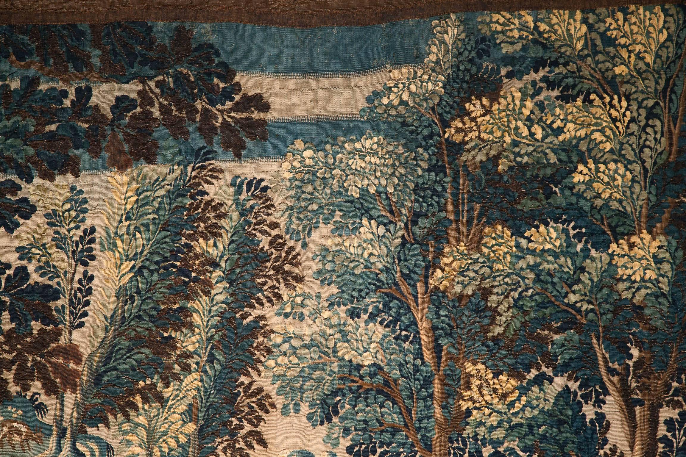 Silk 17th Century Flemish Verdure Tapestry For Sale