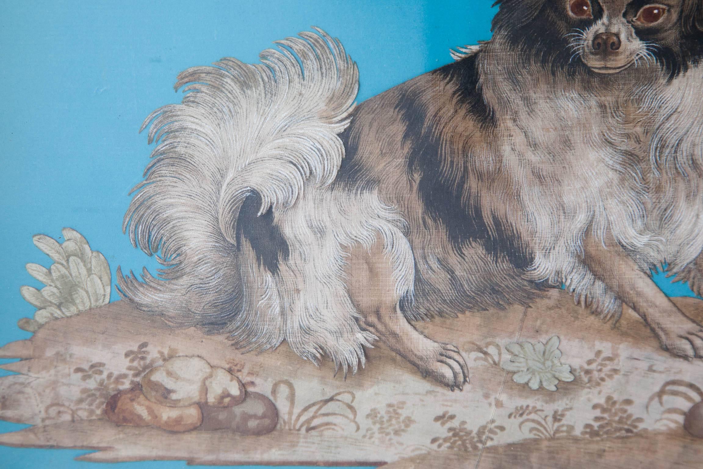  Pair of 18th Century Silkwork Collages of Cavalier King Charles Spaniels 3