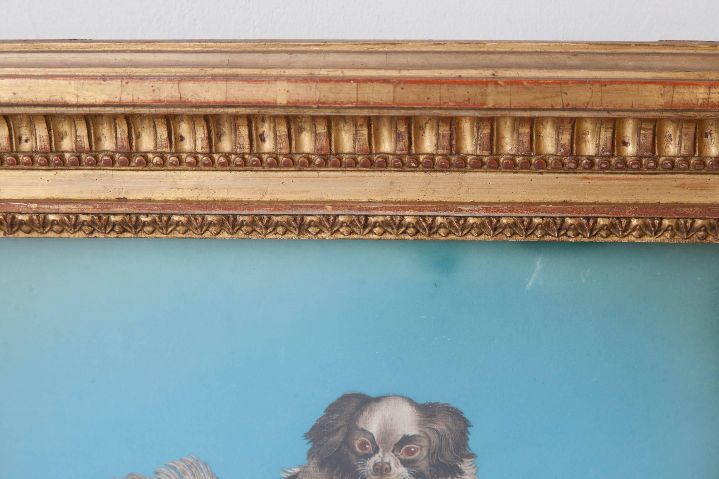  Pair of 18th Century Silkwork Collages of Cavalier King Charles Spaniels 1