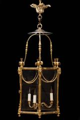 19th Century Louis XVI Style Gilt Bronze Hexagonal Lantern