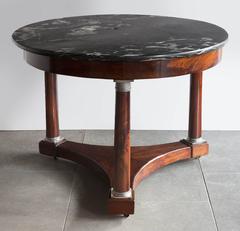 Large Flame Mahogany Empire Guéridon - Table with Silver Mounts