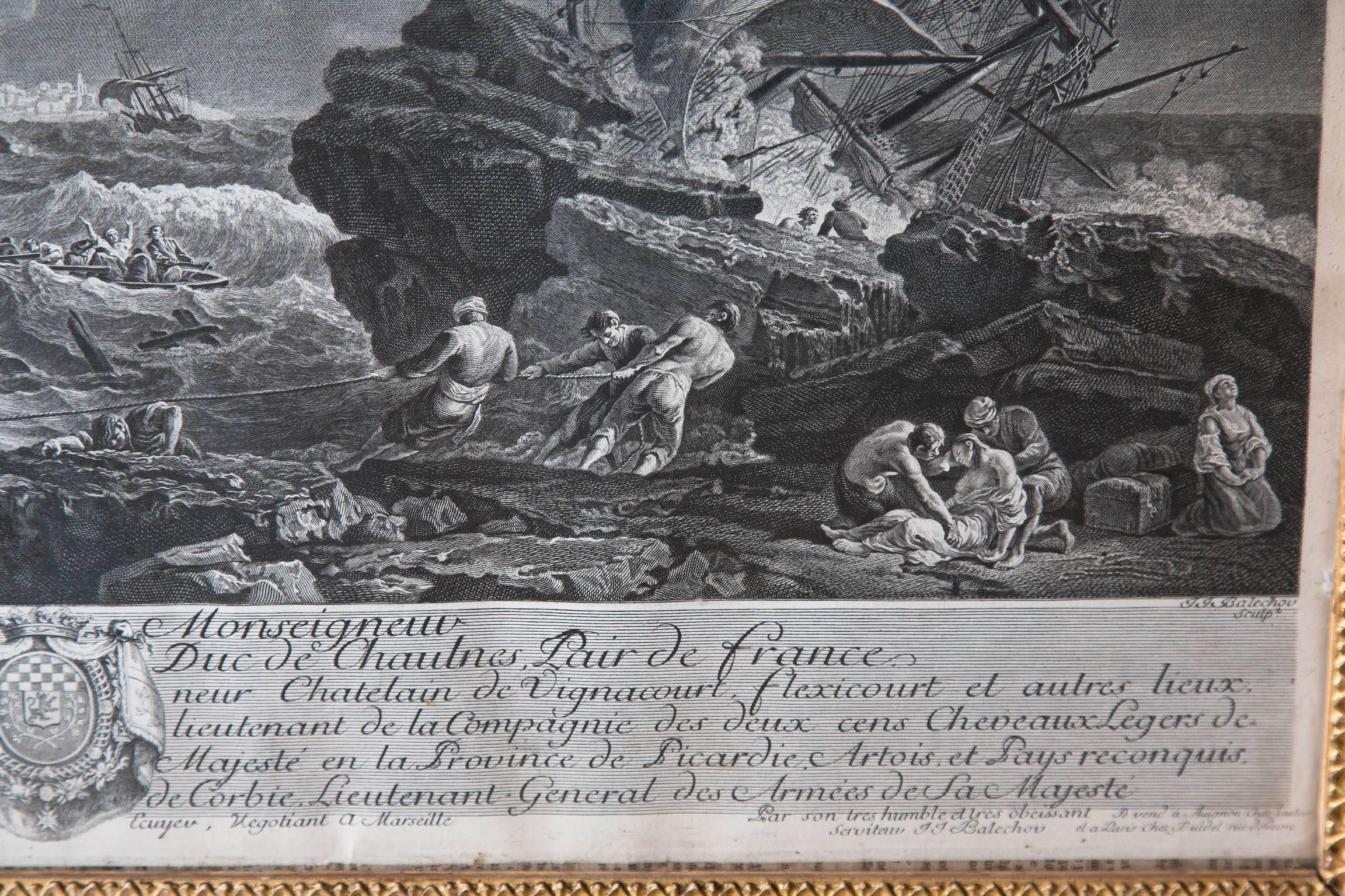 Pair of 18th Century Engravings from the Series 'the Tempest' by Joseph Vernet 2