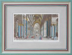 Set of 12 Hand Framed 18th Century Colored Prints, Various Views of Europe