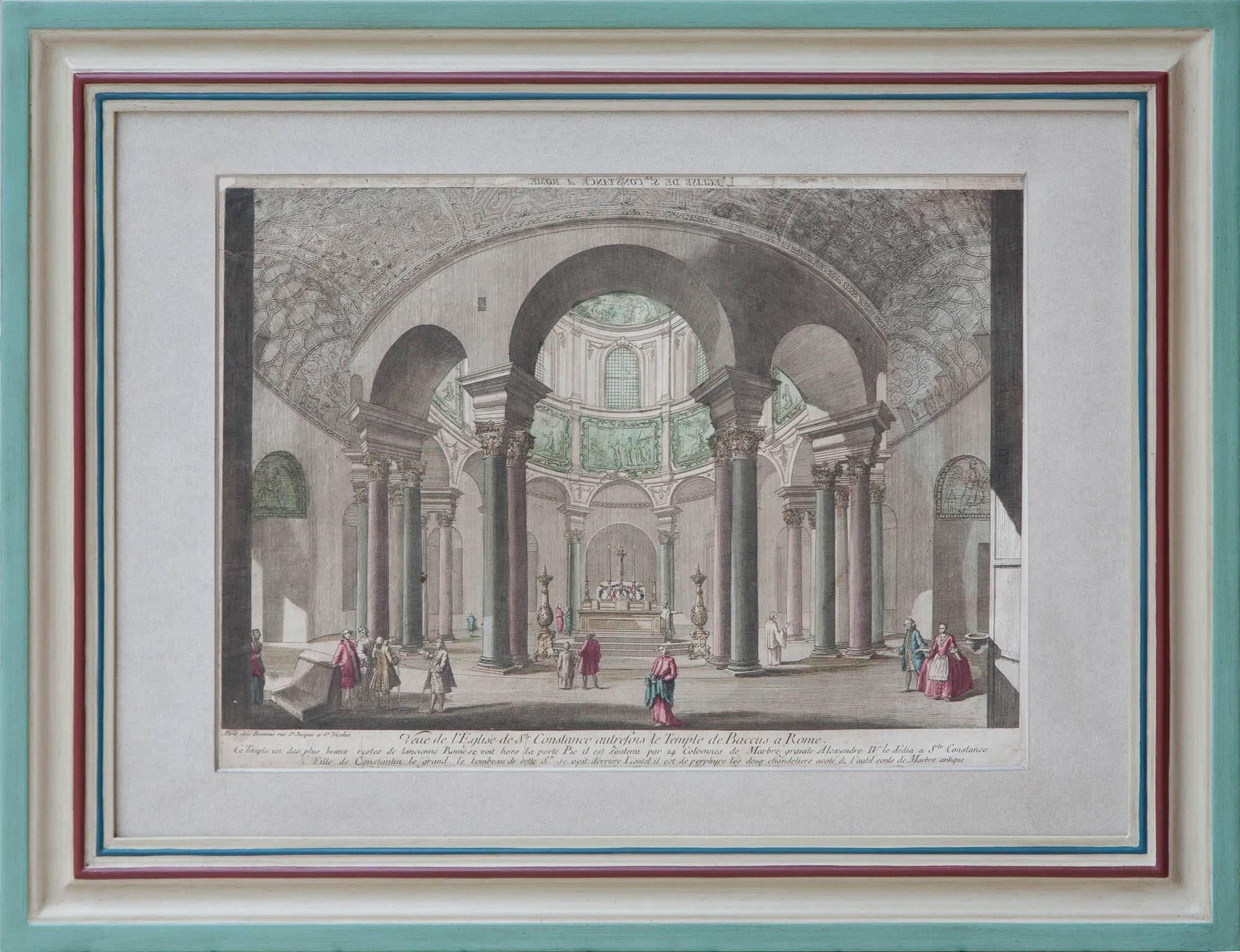 Paper Set of 12 Hand Framed 18th Century Colored Prints, Various Views of Europe For Sale