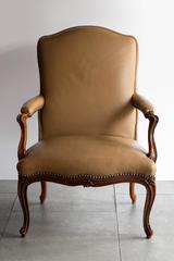 Large Louis XV Mid-18th Century Rococo Beech Fauteuil or Open Armchair
