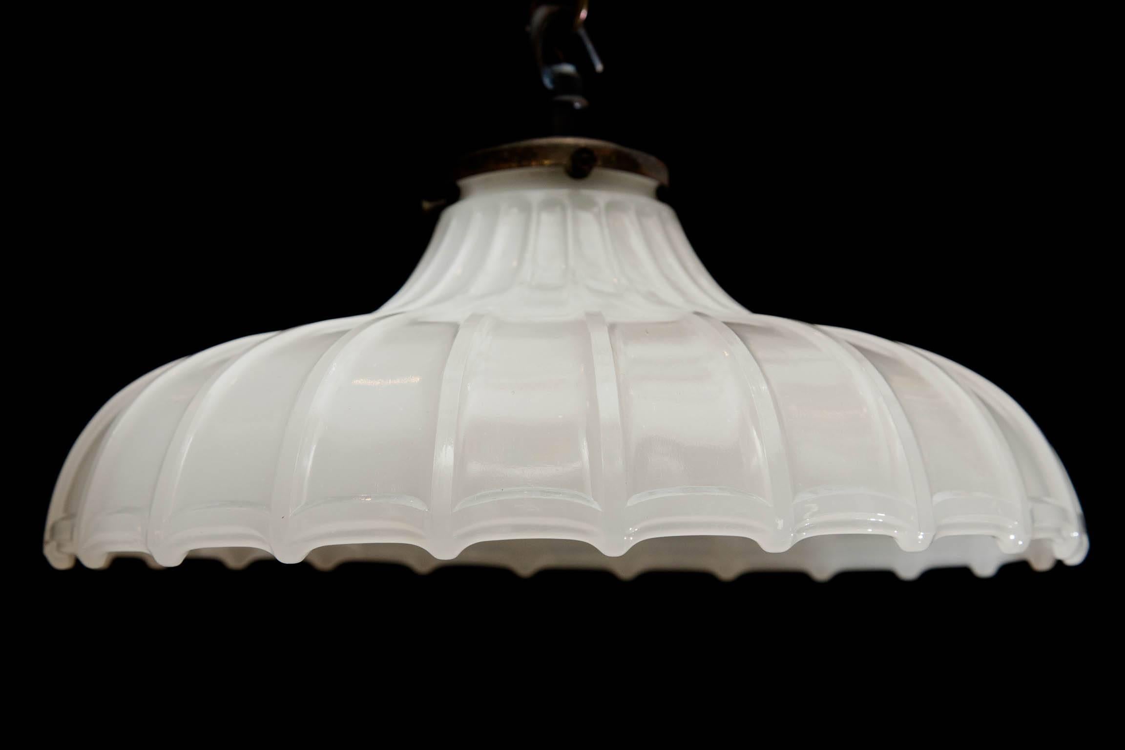 Pair of Victorian Milk Glass Hanging Lights For Sale 3