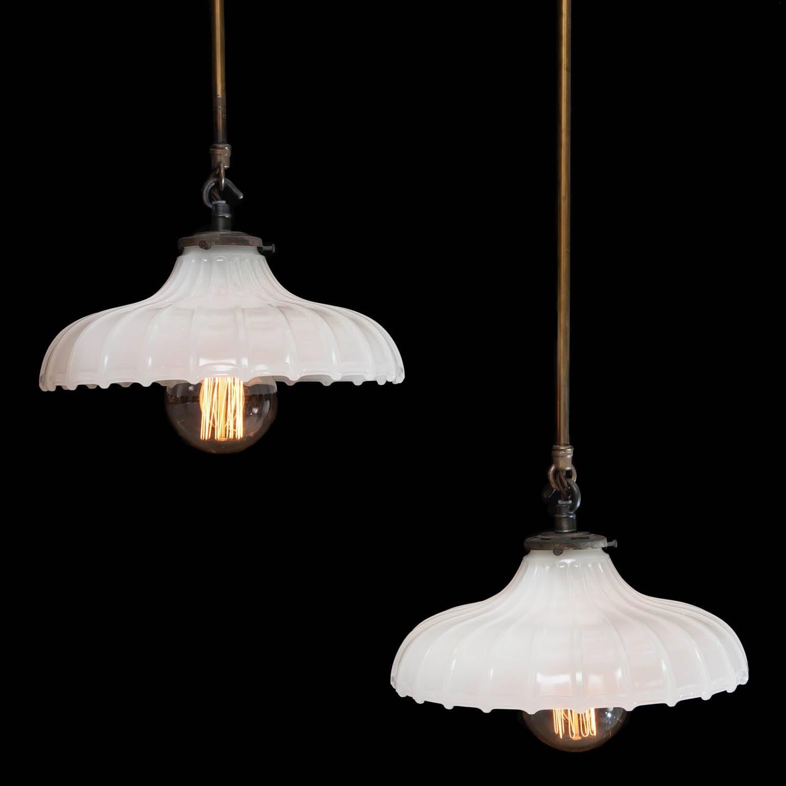 Pair of Victorian Milk Glass Hanging Lights For Sale 5