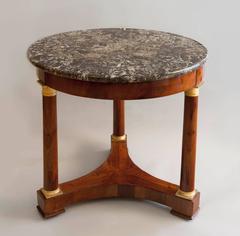 Flame Mahogany Empire Guéridon with Gris Sainte Anne Marble Top