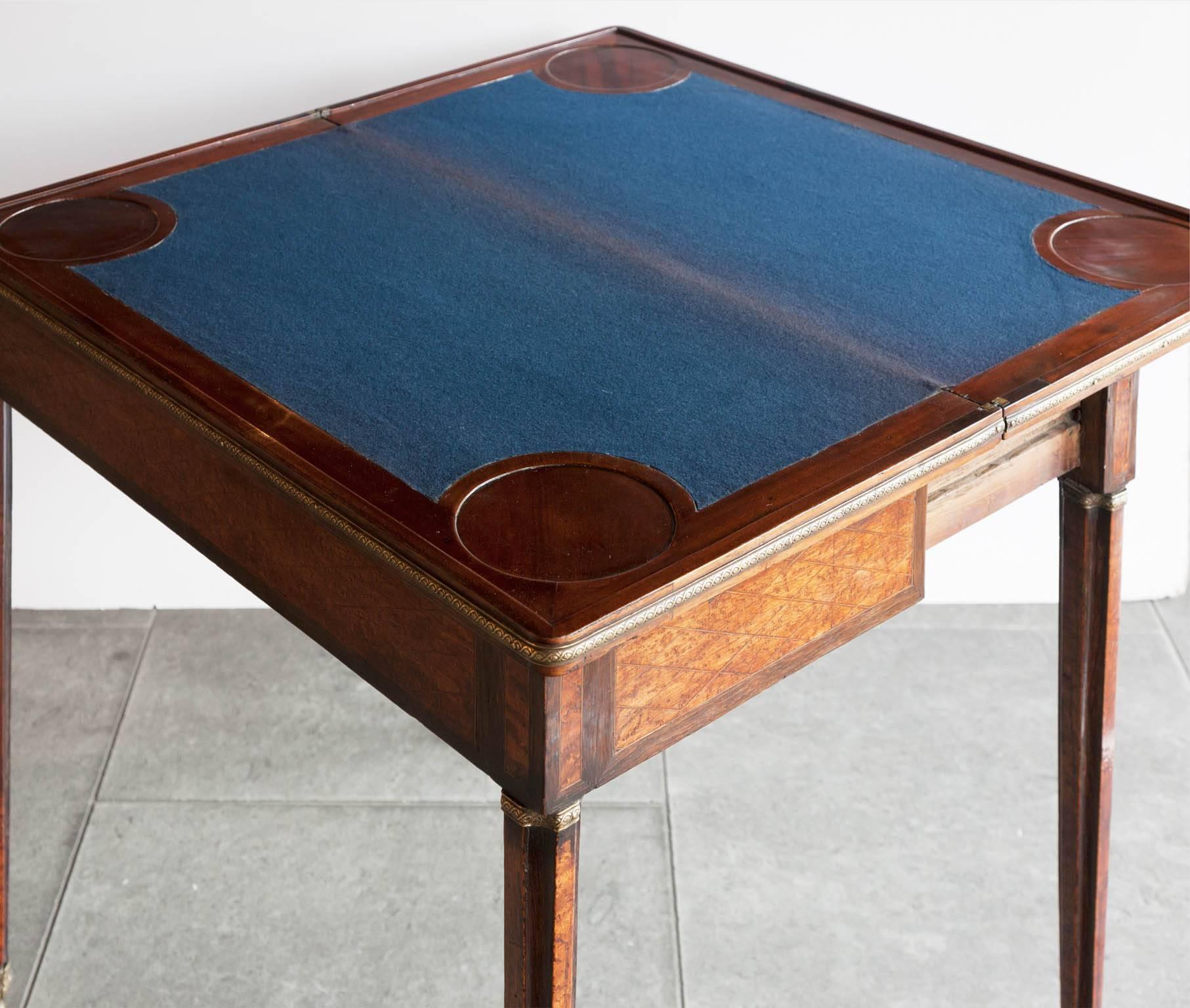 Louis XVI 19th Century Continental Burr Maple and Mahogany Marquetry Card Table