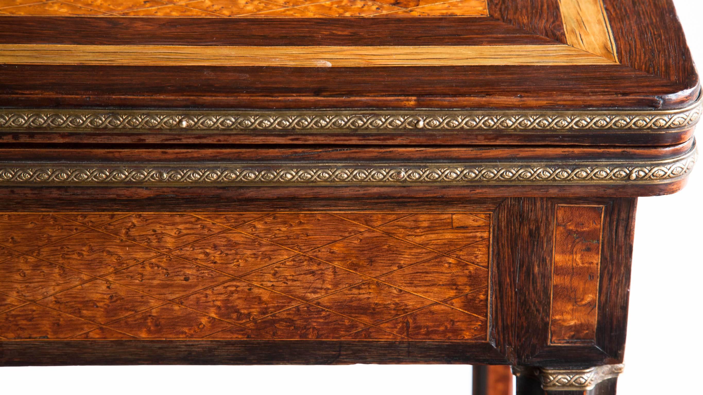 19th Century Continental Burr Maple and Mahogany Marquetry Card Table 2