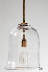 Two Bell Jar Lanterns with Antiqued Brass Mounts and Fittings