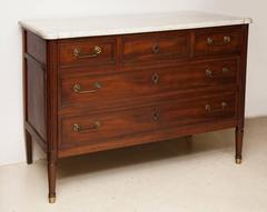 Louis XVI Mahogany Commode with White Carrara Marble
