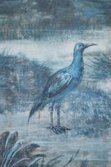18th Century French 'Toile Peinte' Blue Grisaille Painting from a Set of Three