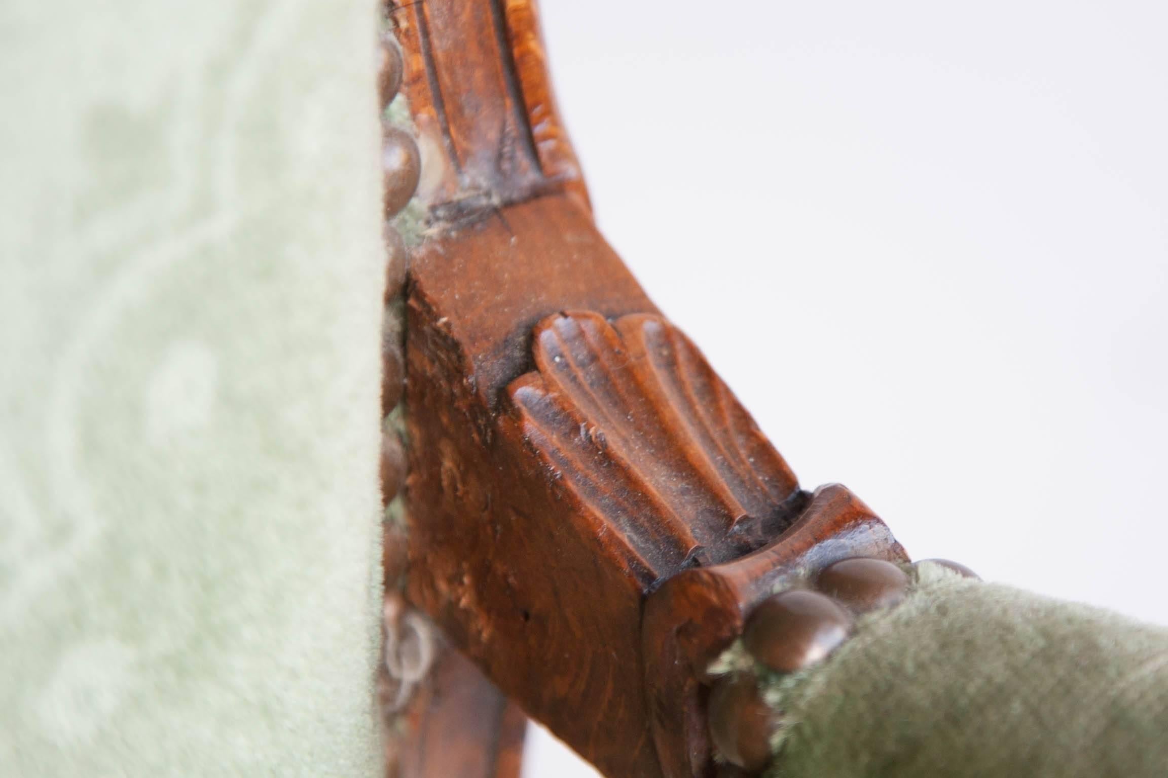 Carved Louis XV Walnut Fauteuil or Open Armchair, Mid-18th Century For Sale 1