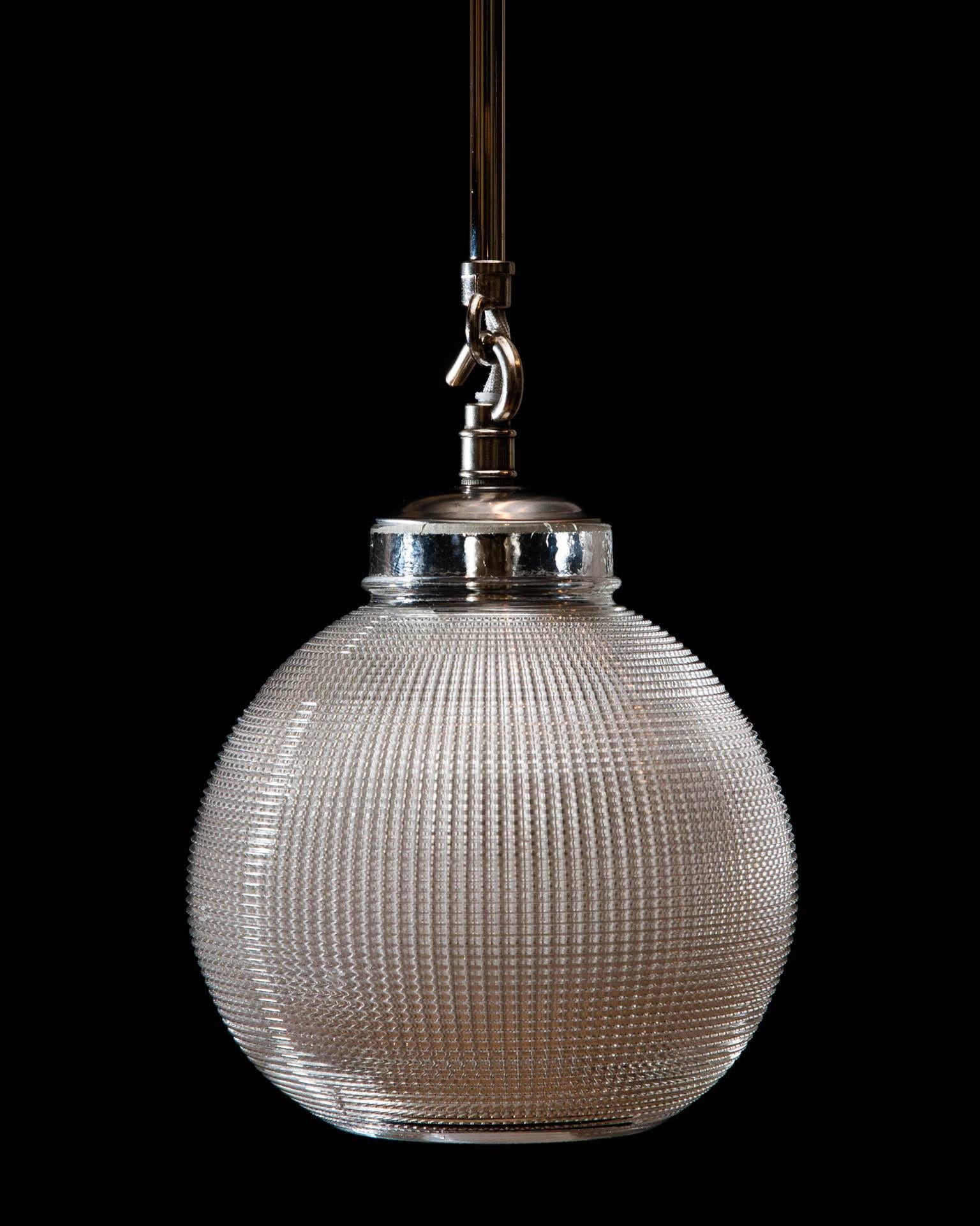 20th Century Small Globe Holophane Hanging Light