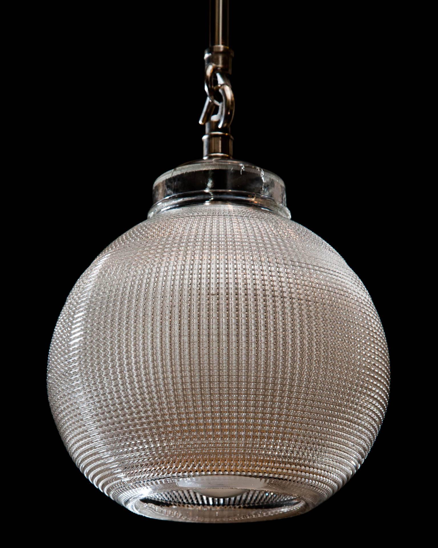 Glass Small Globe Holophane Hanging Light