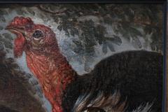 Large Early 19th Century Oil on Canvas of Two Turkeys