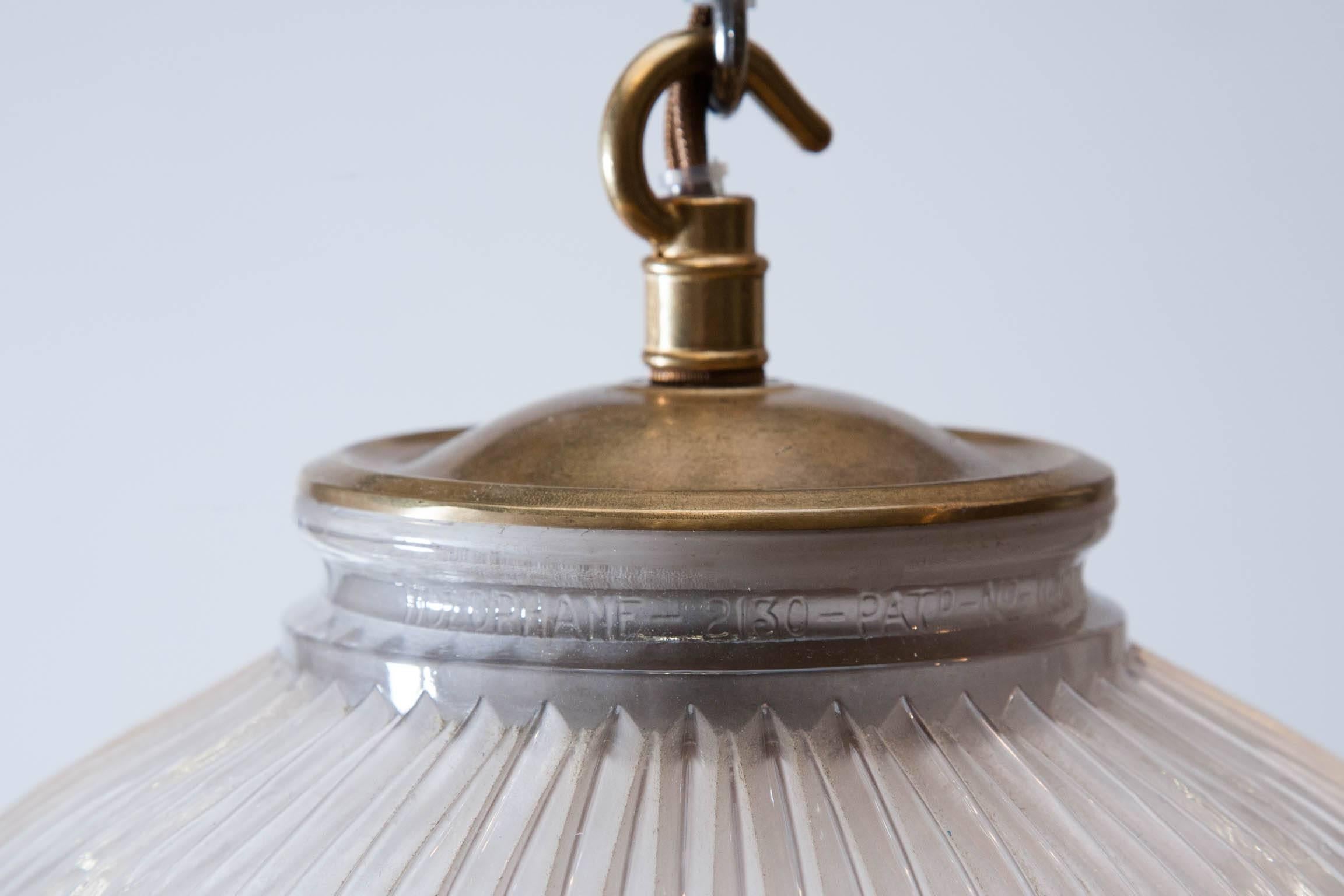 Industrial Early 20th Century English Holophane Dish Light For Sale