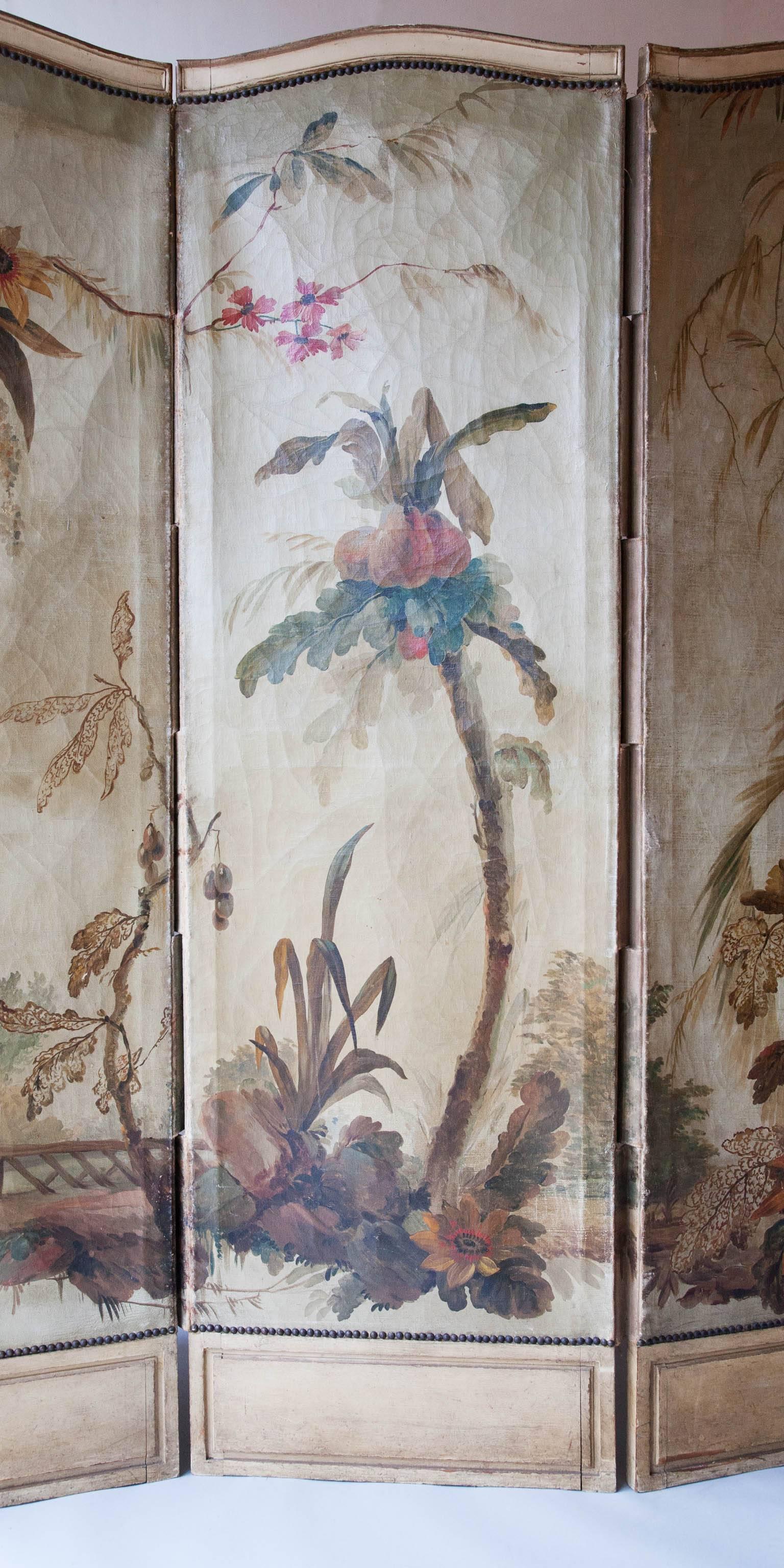 19th Century Louis XV Style Five-Fold Painted Screen 1