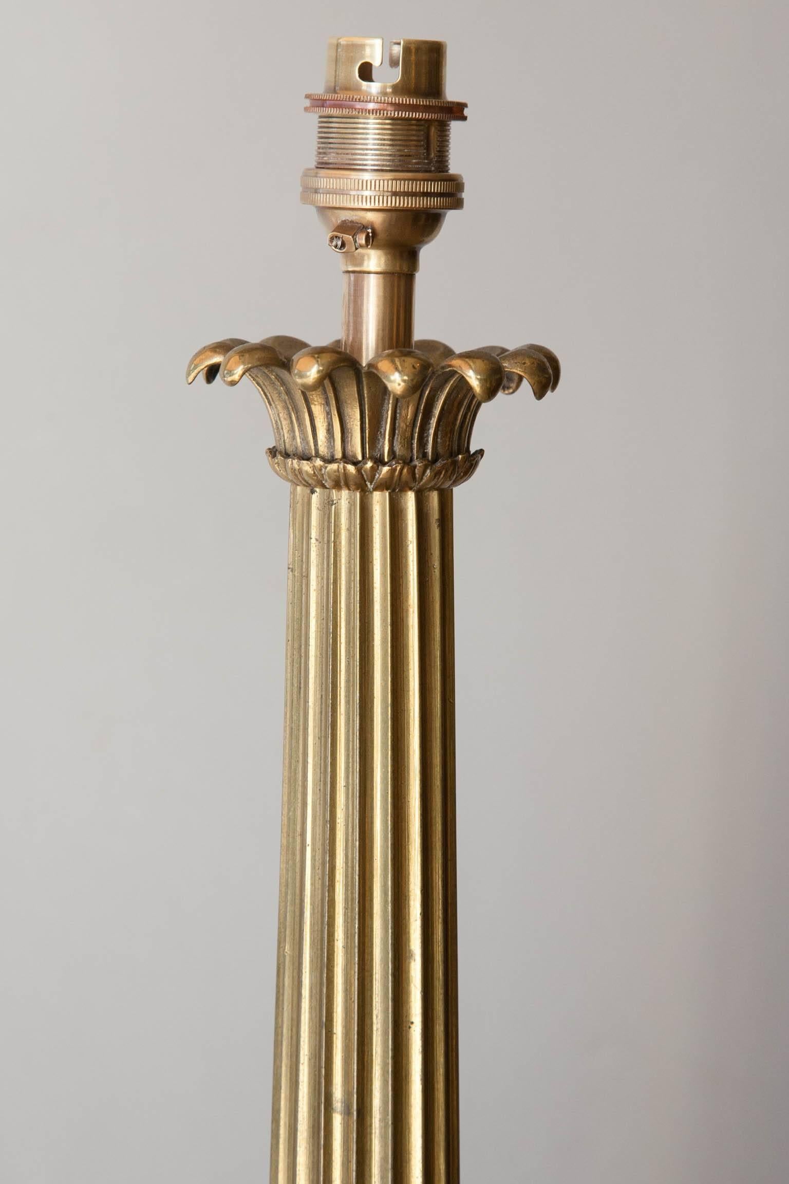 Pair of Late 19th Century Brass Table Lamps In Good Condition In London, GB