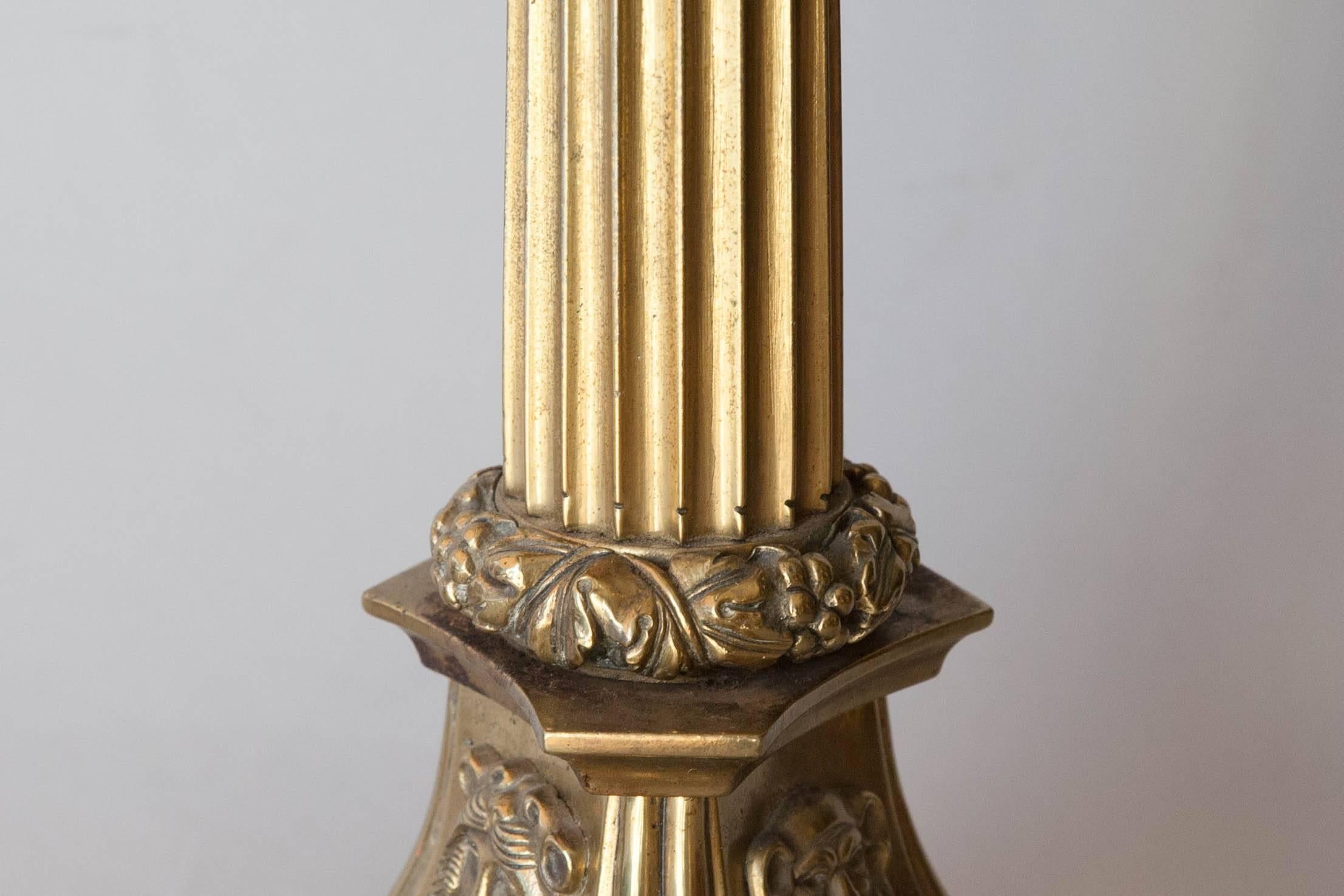 Pair of Late 19th Century Brass Table Lamps 1