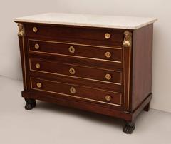 Early 19th Century Continental Empire Walnut Commode