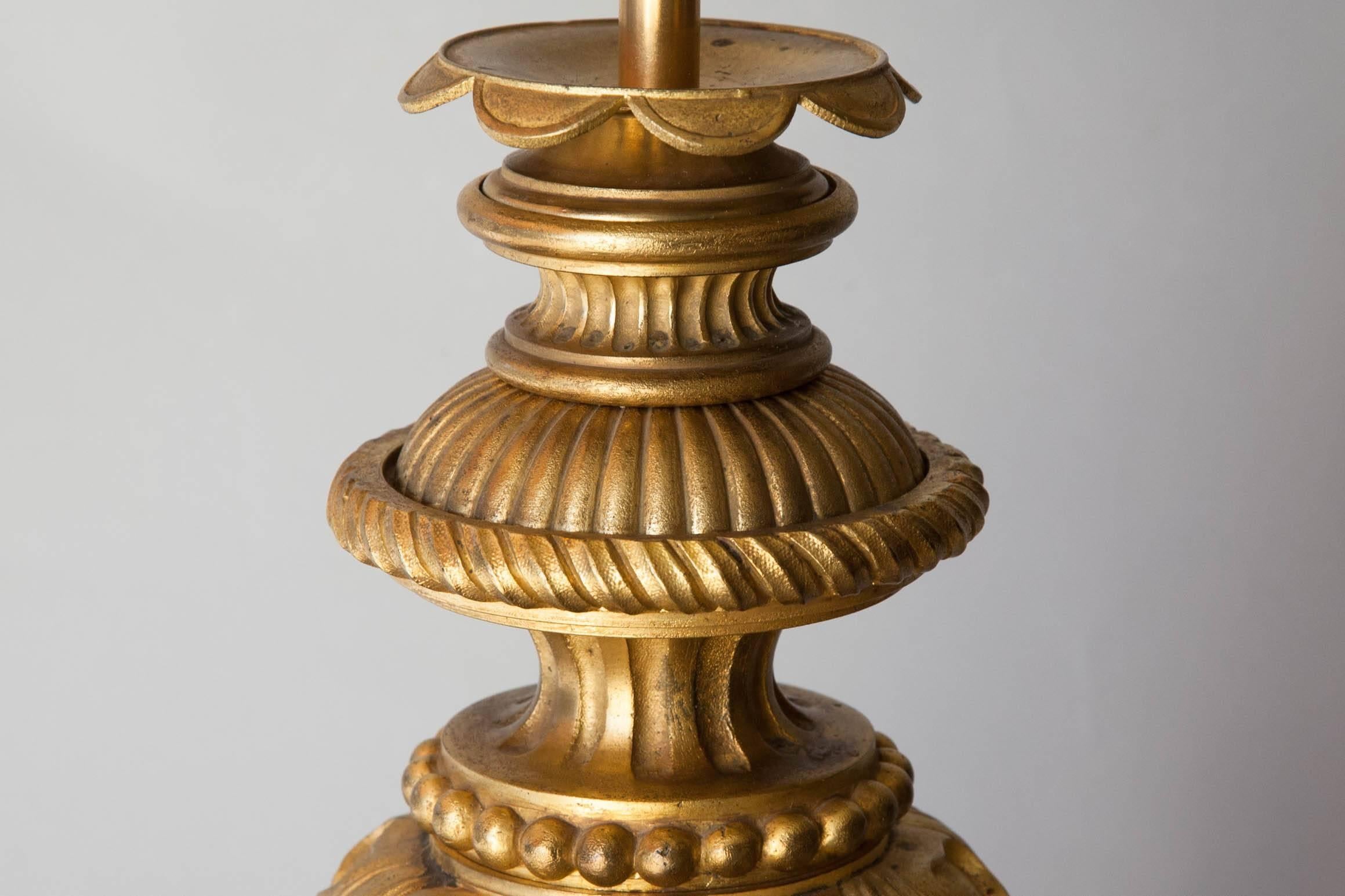 Victorian Late 19th Century Decorative Gilt Baluster Table Lamp