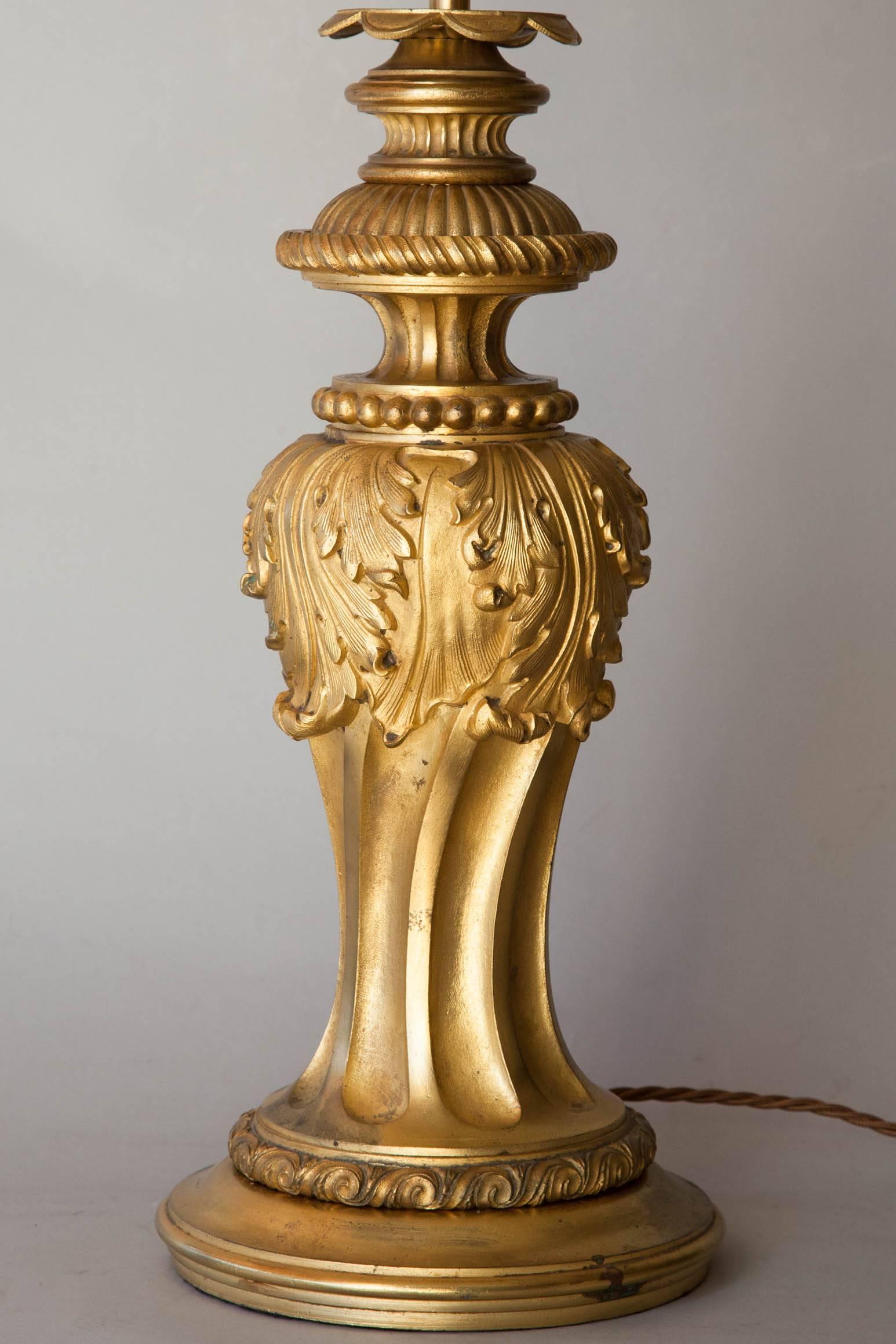 Late 19th Century Decorative Gilt Baluster Table Lamp 1
