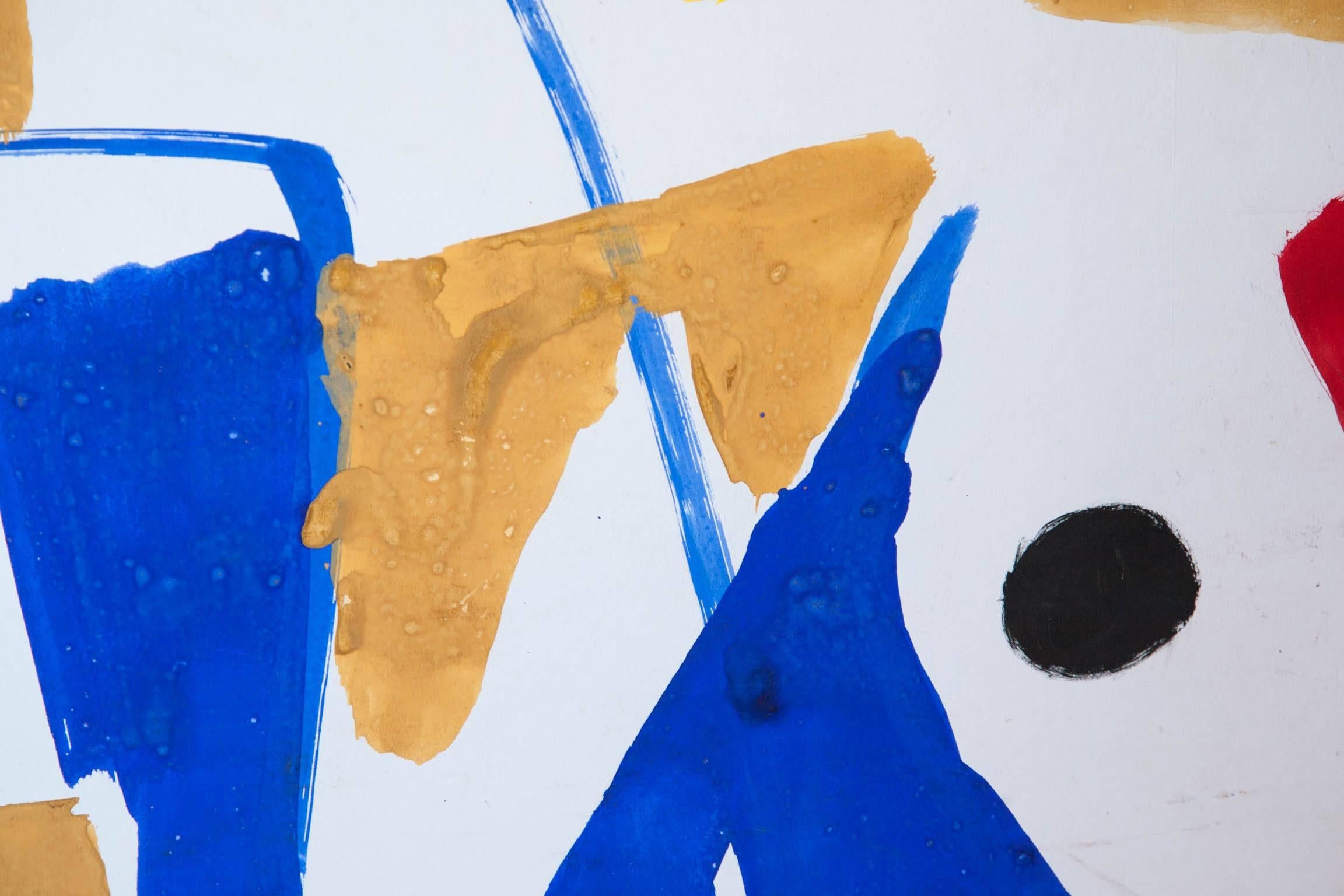 Mid-Century Untitled Abstract in Blue, White and Yellow by Jacques Nestlé In Good Condition For Sale In London, GB