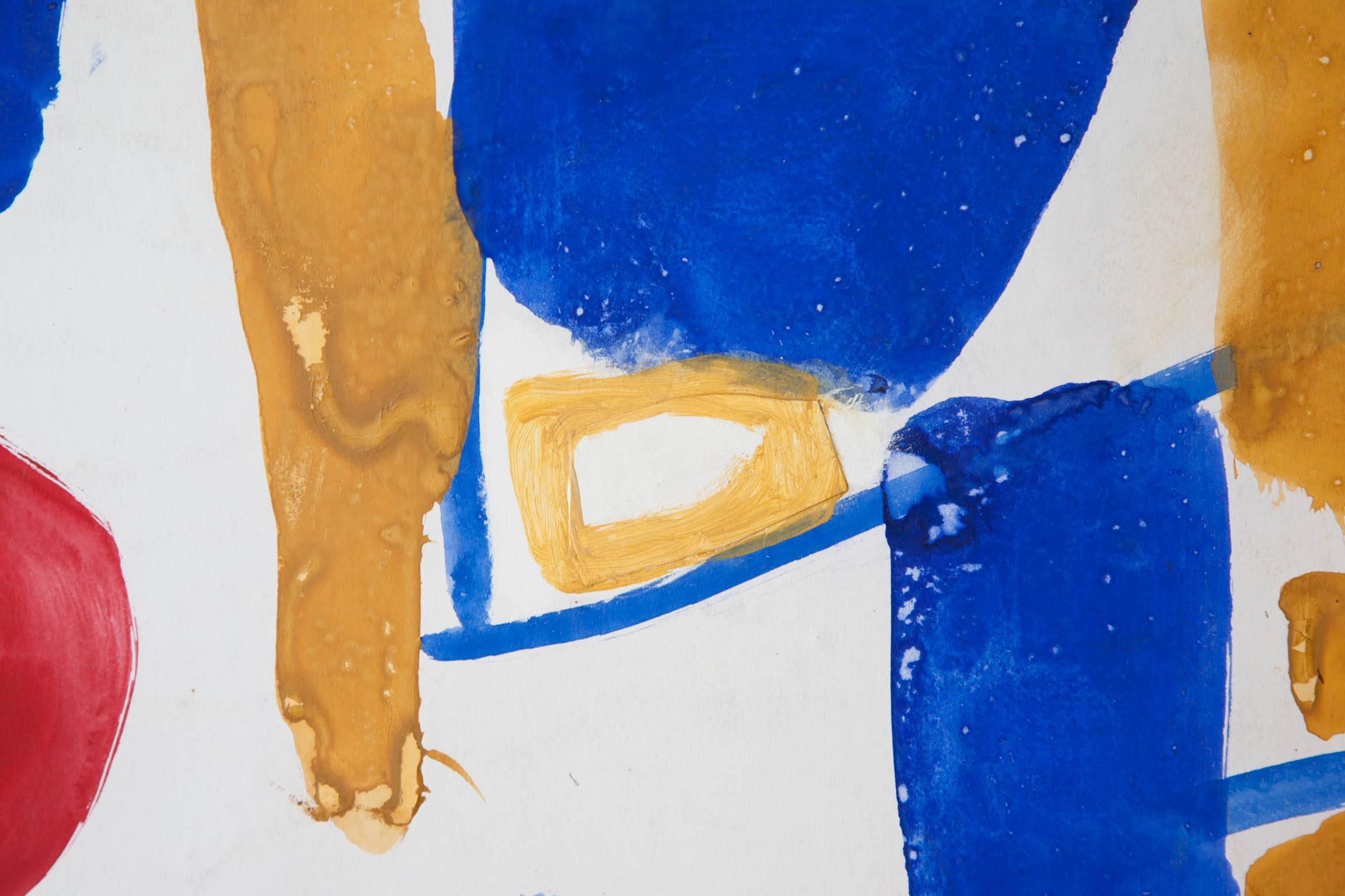 Mid-Century Untitled Abstract in Blue, White and Yellow by Jacques Nestlé For Sale 1