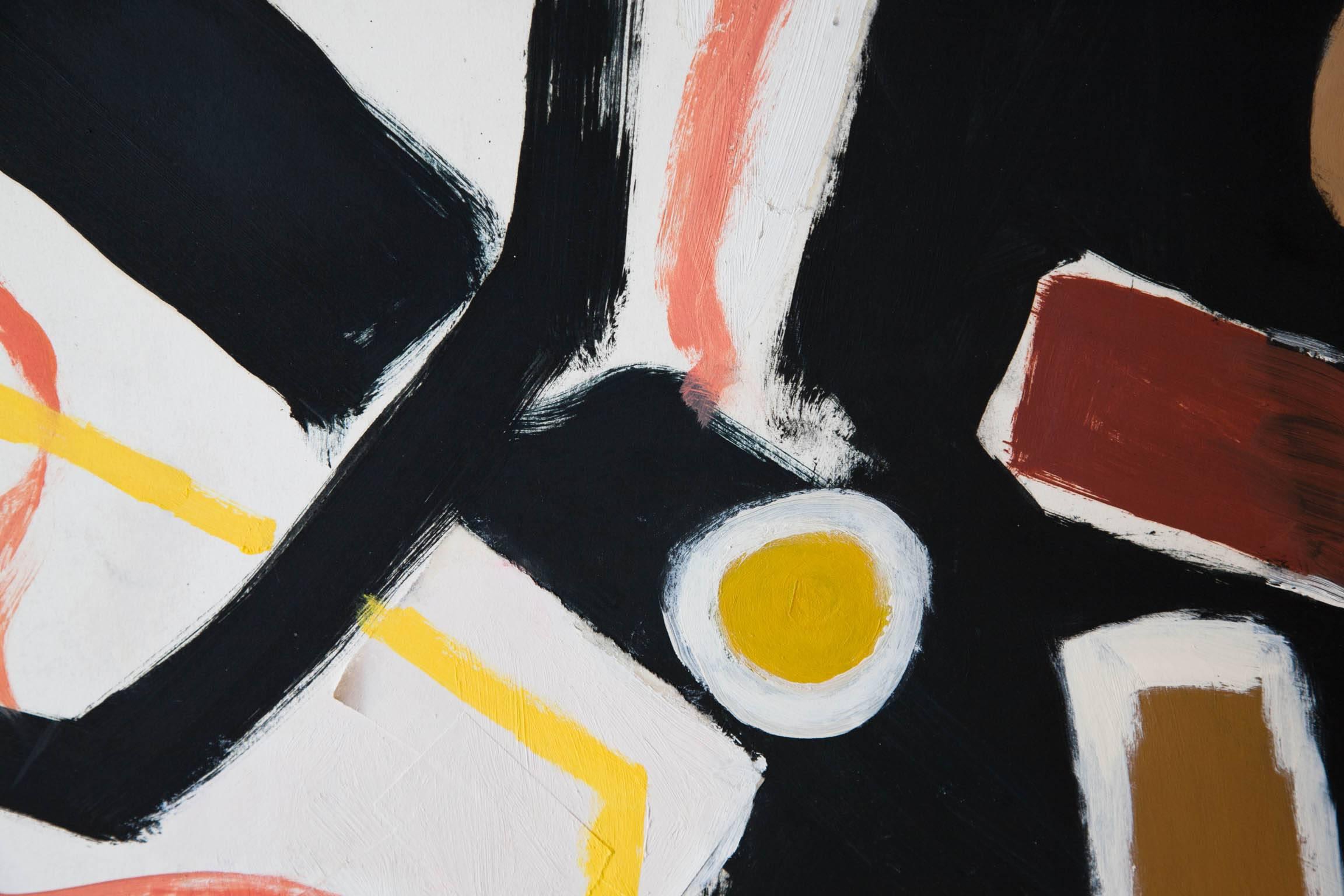 Mid-Century Untitled Abstract in Black, Yellow and Red, by Jacques Nestlé For Sale 2