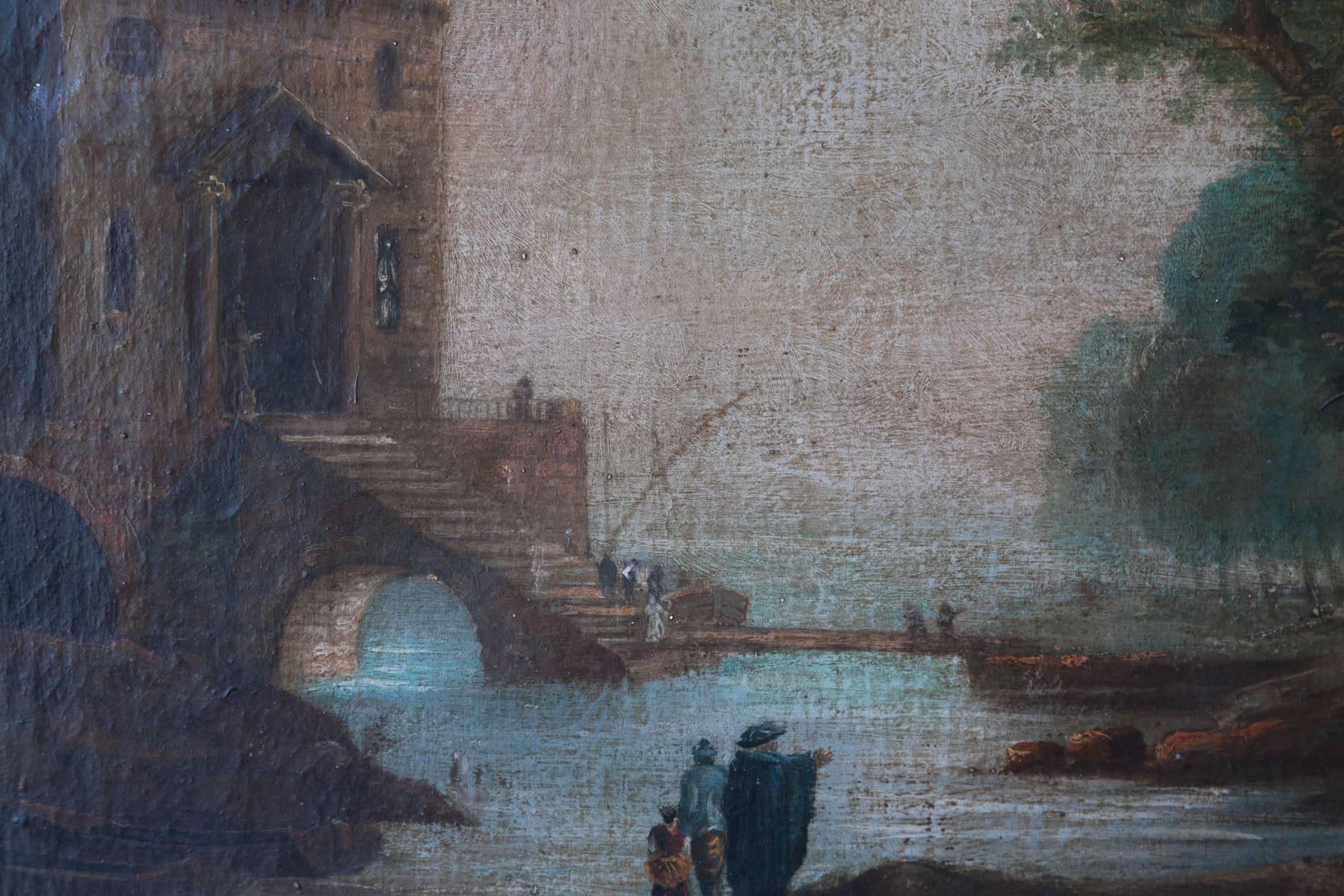 Early 19th Century French Paysage Oil on Canvas in the Manner of Giuseppe Zais In Good Condition For Sale In London, GB