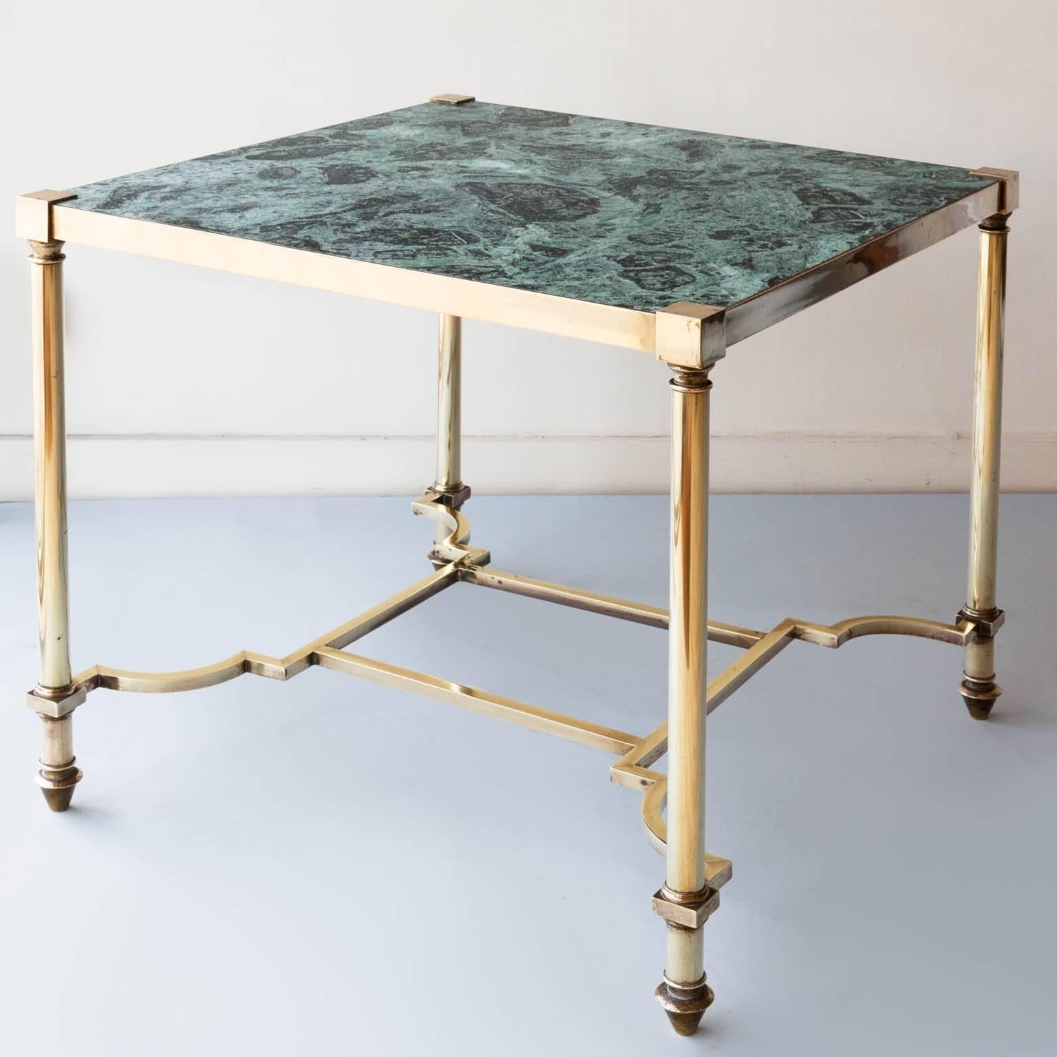 Art Deco French Coffee Table with Green Marble Attributed to Maison Jansen, 1940 For Sale 4