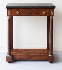 Small Empire Mahogany Console Table with Belgian Black Marple, Stamped 'Benoit'