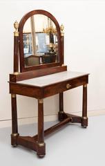 Elegant First Empire Flame Mahogany Dressing Table of Unusual Proportions