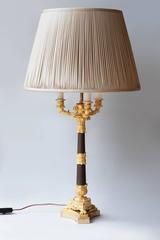 Pair of Fine Quality Three-Arm Louis Philippe Candelabra Converted to Lamps