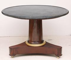 Large Mahogany Empire Gueridon with Black Fossil Marble Top