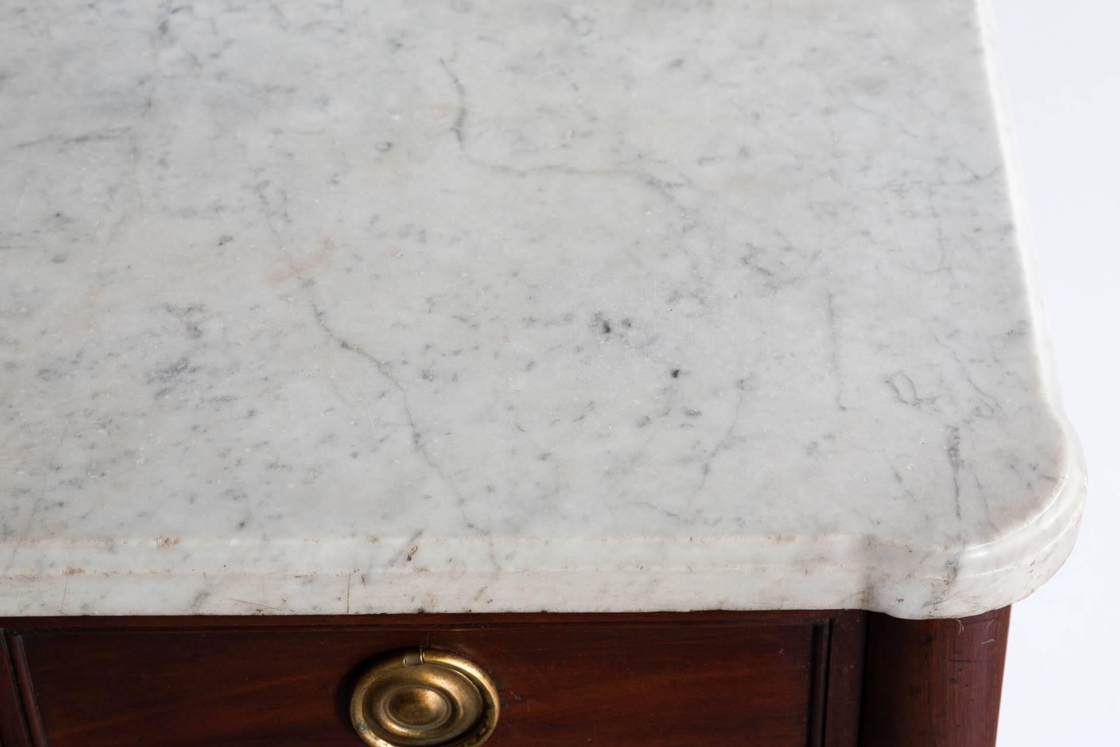 Small Louis XVI Mahogany Commode with White Carrara Marble Top 3
