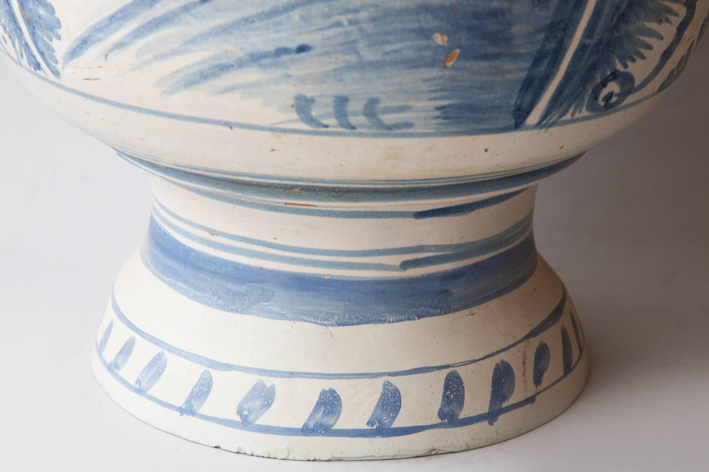 Late 18th Century Large Late 18th-Early 19th Century Blue and White Faïence Jardiniere, Rouen For Sale