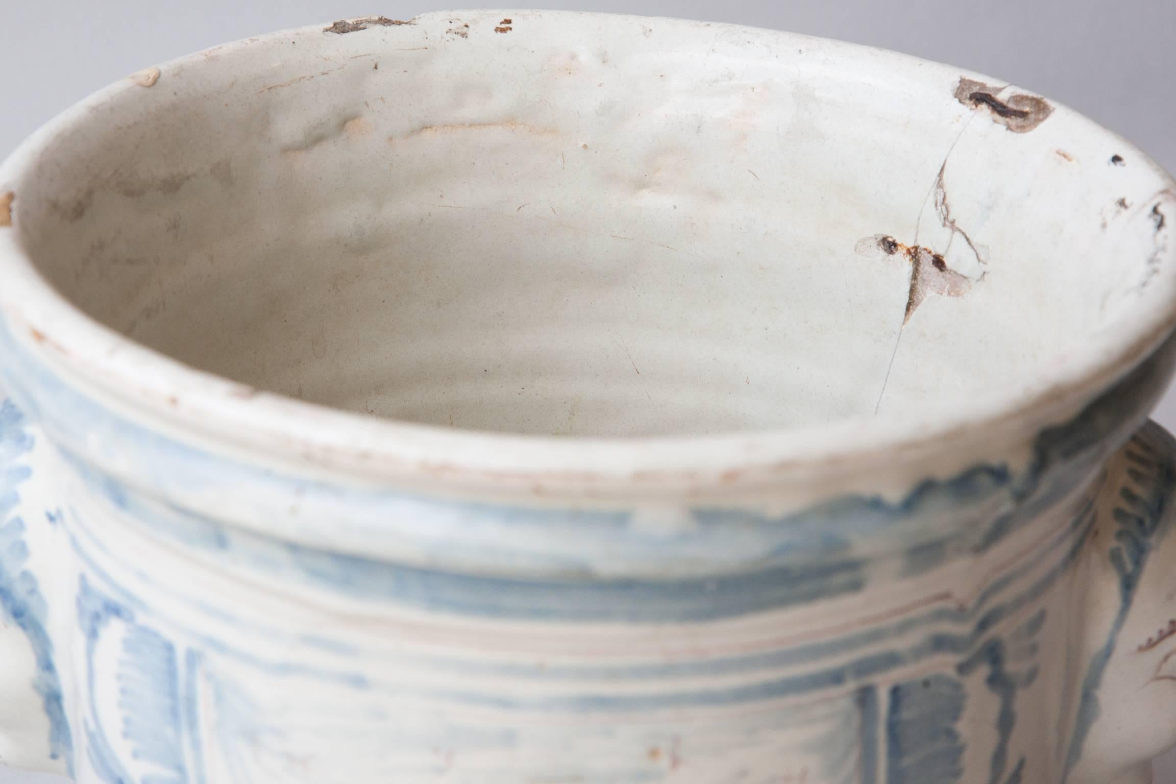 18th Century Blue and White Faïence Cache Pot from Nevers, France 2