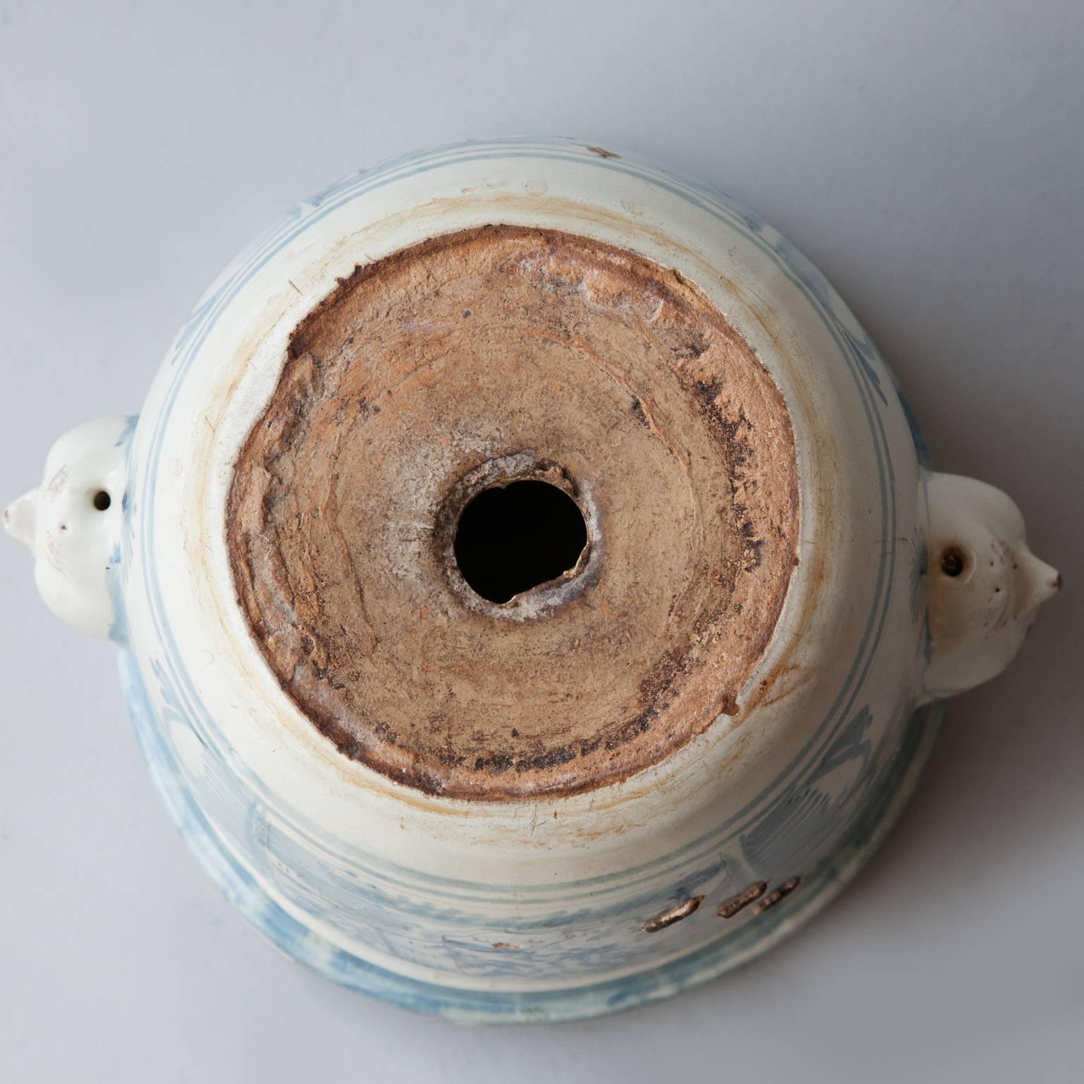 18th Century Blue and White Faïence Cache Pot from Nevers, France 4