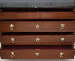 Empire Period Mahogany Commode with Ebonized Paw Feet and Black Fossil Marble
