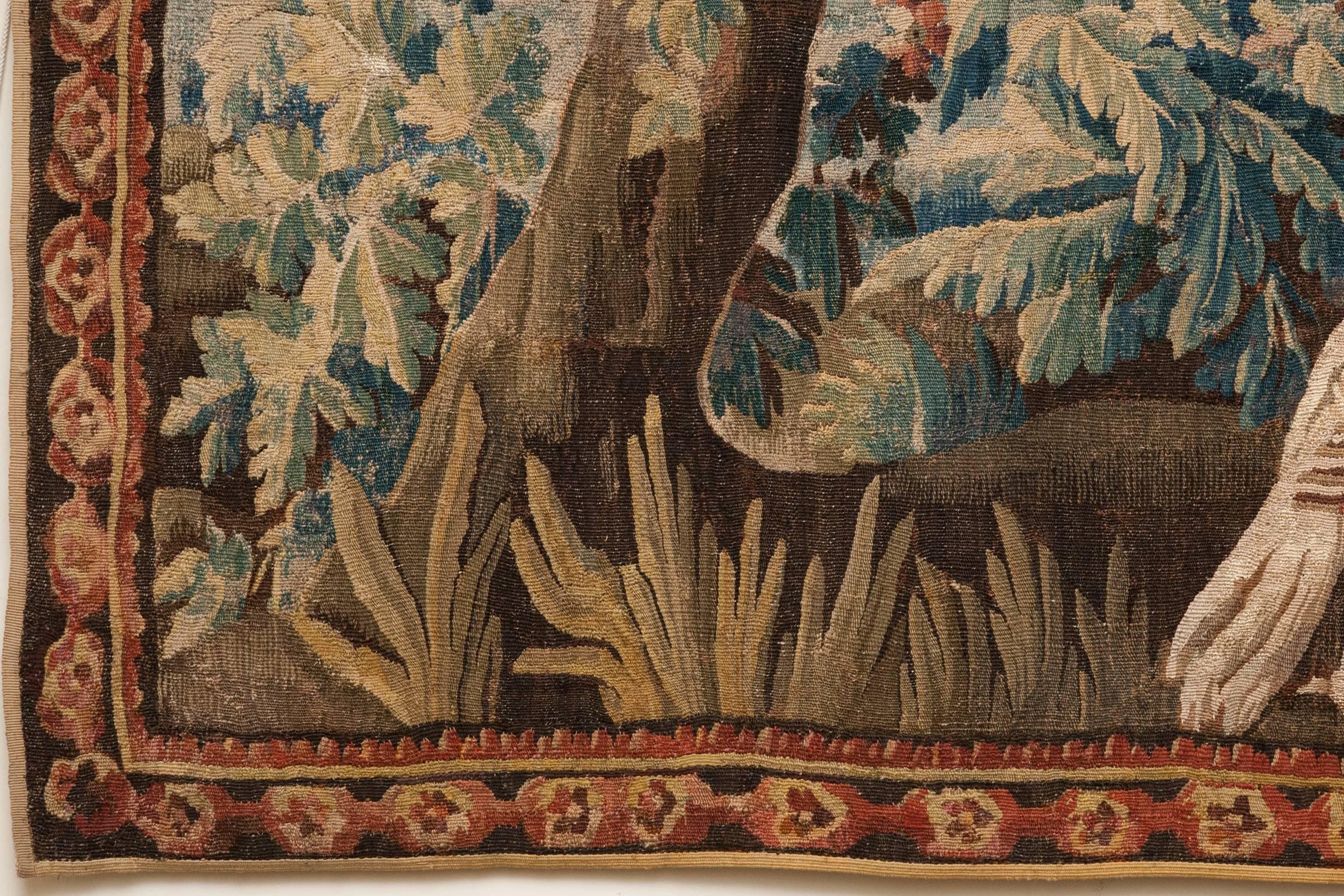 18th Century Aubusson Verdure Tapestry with Two Turkeys and an Exotic Bird 1