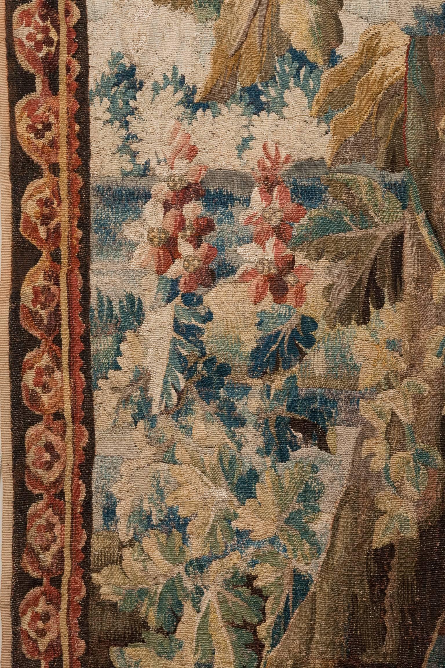 18th Century Aubusson Verdure Tapestry with Two Turkeys and an Exotic Bird 2