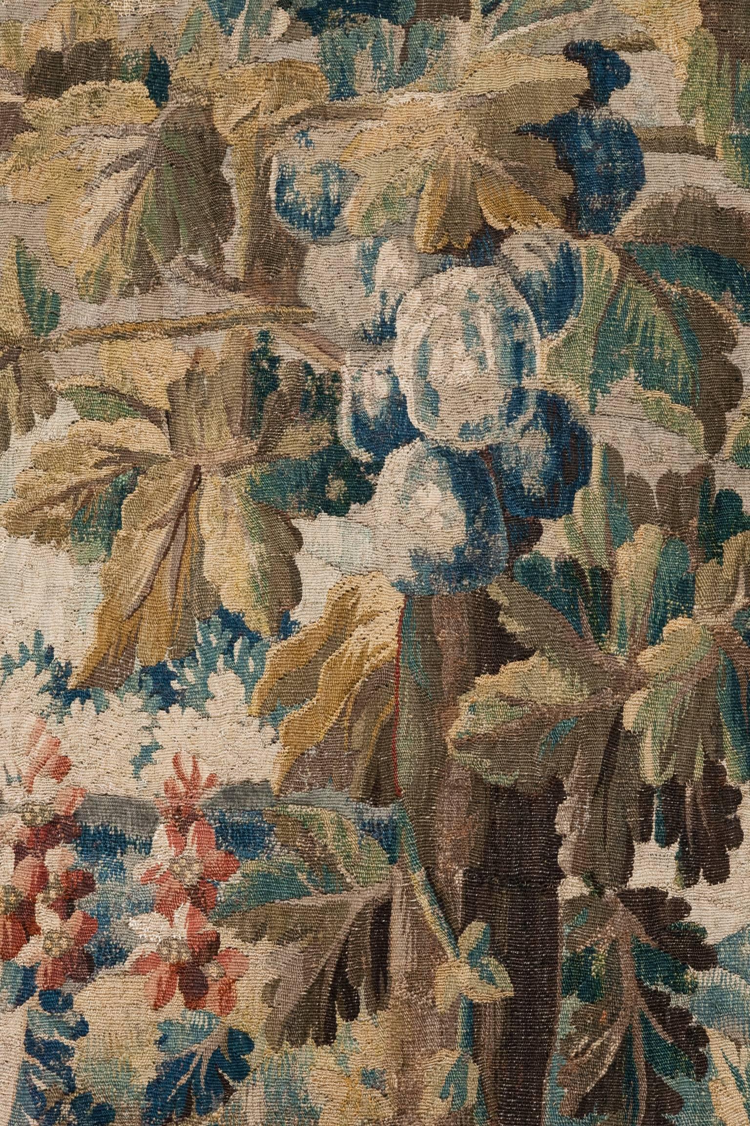 18th Century Aubusson Verdure Tapestry with Two Turkeys and an Exotic Bird 3