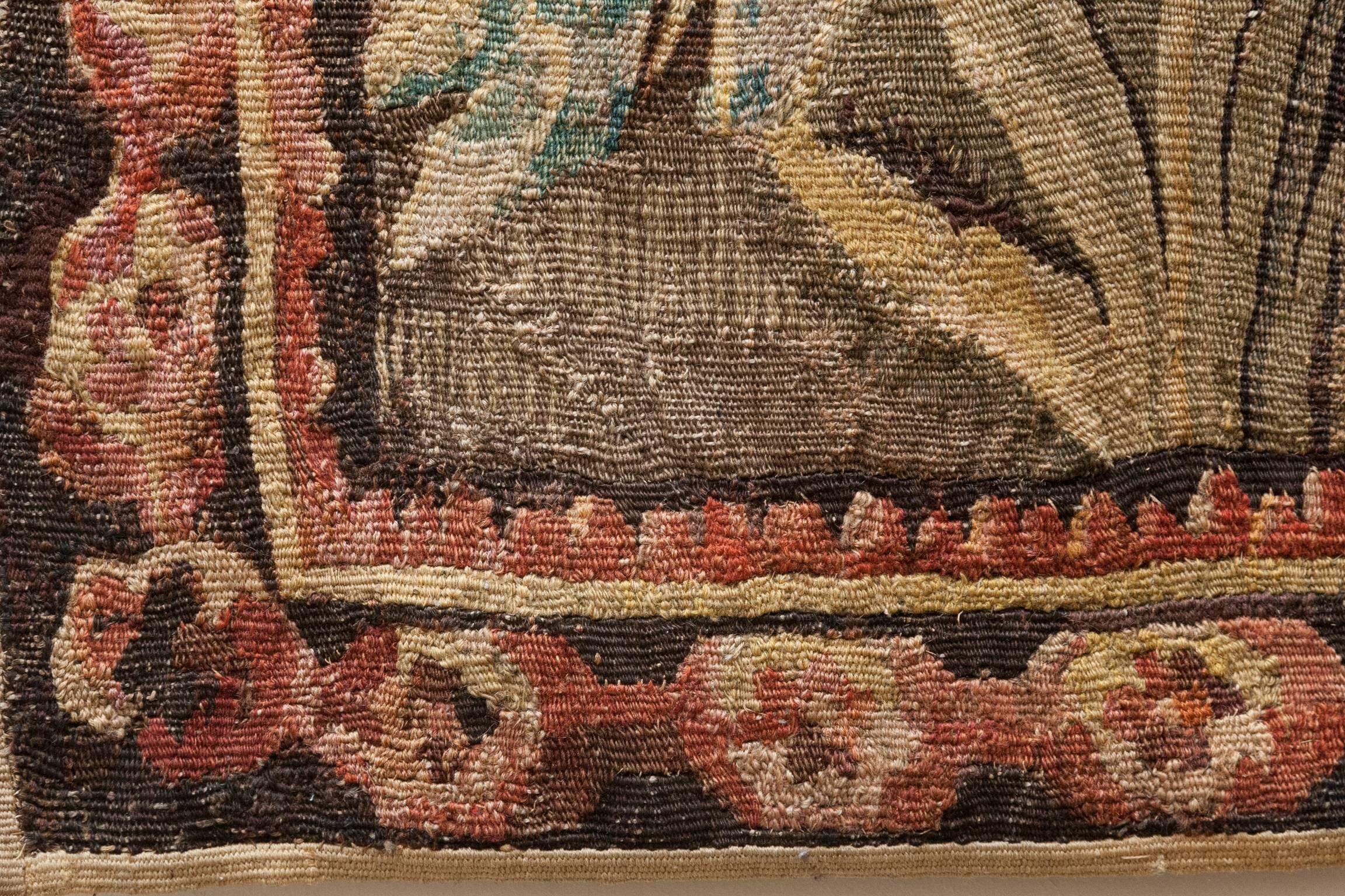18th Century Aubusson Verdure Tapestry with Two Turkeys and an Exotic Bird 4