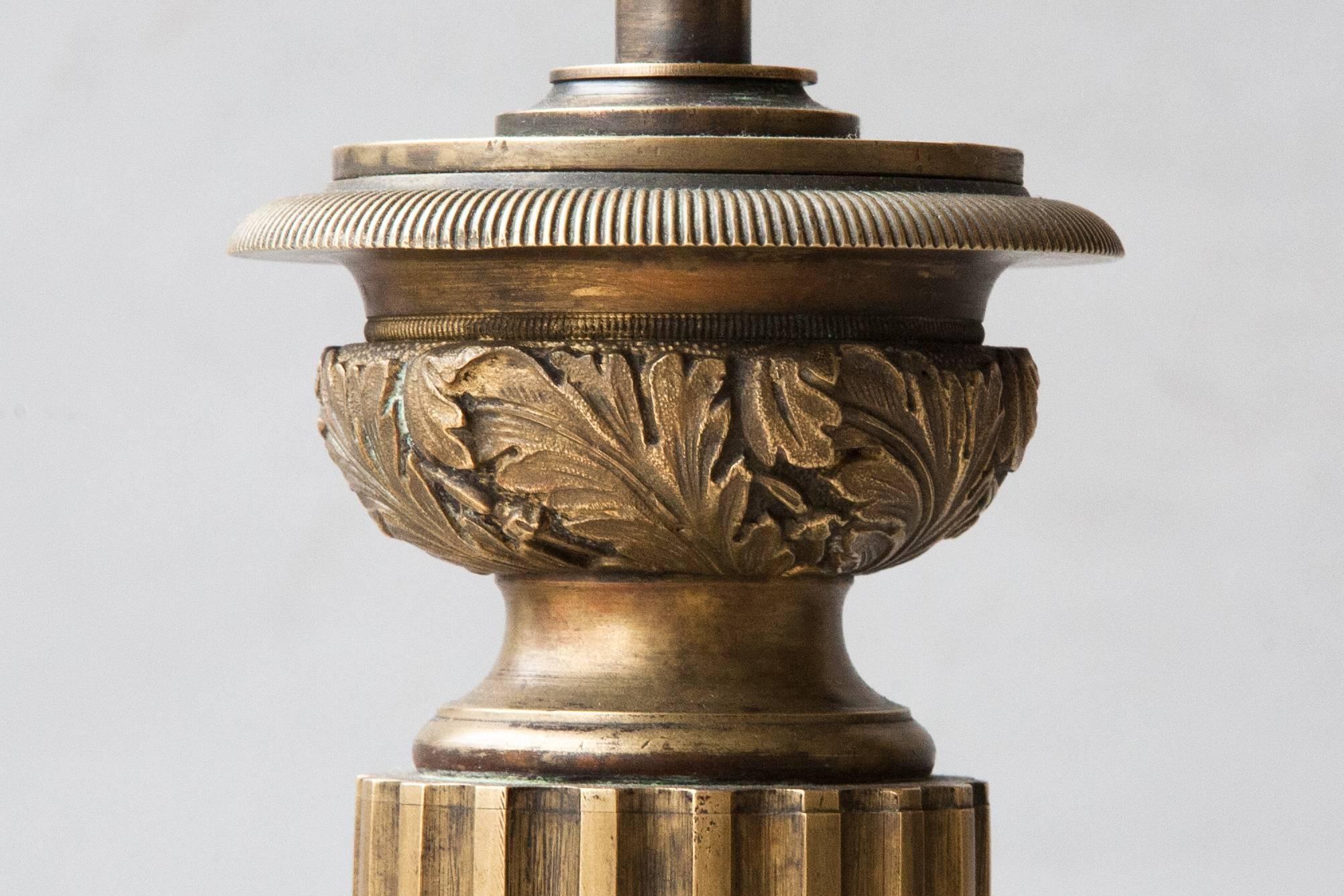 Late 19th Century Brass Column Oil Lamp Converted to Electricity For Sale 3