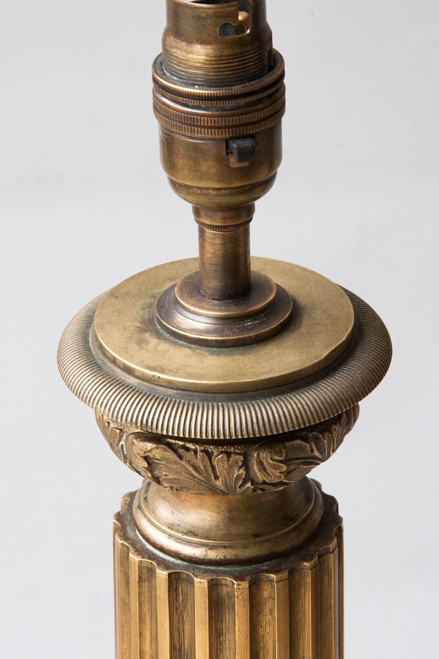 Late 19th Century Brass Column Oil Lamp Converted to Electricity For Sale 4