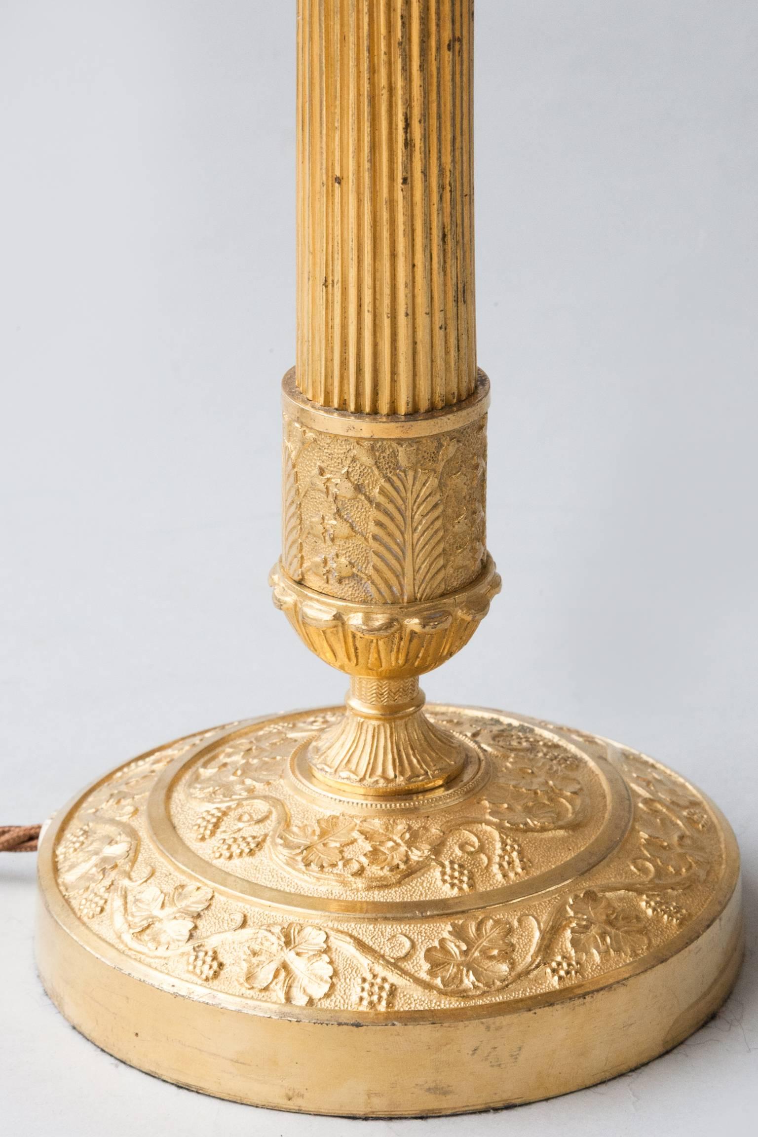 Pair of Restauration Gilt Bronze Candlesticks Converted to Lamps In Good Condition In London, GB